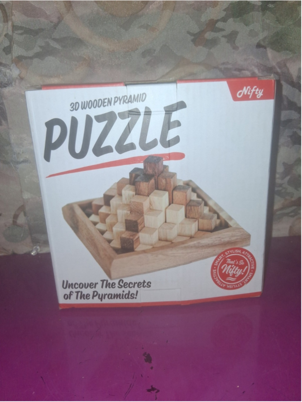 Nifty 3D Wooden Pyramid Puzzle Architecture Theme Brown Beige Ages 14+ 2024